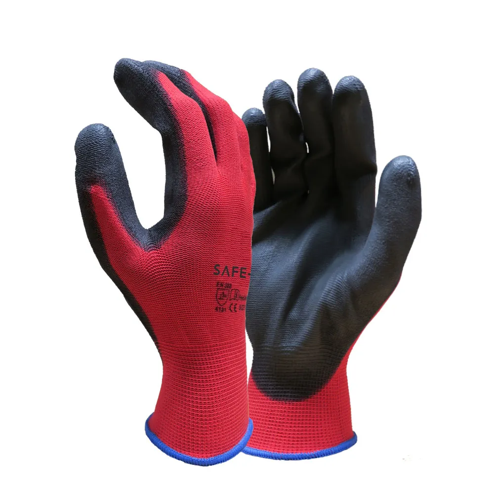 13 Gauge PU Palm Coated Gloves - Red - Case of 120 Pairs — Red